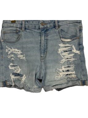 American Eagle Shorts 14 Distress Holes Frayed Hems High Rise Curvy Mom Shorties